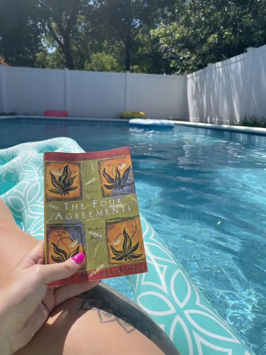 Reading by the pool.