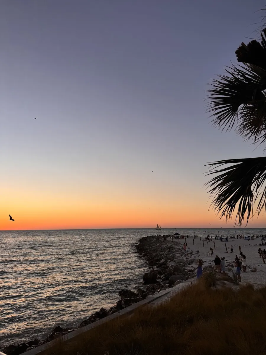 A sunset over the water.